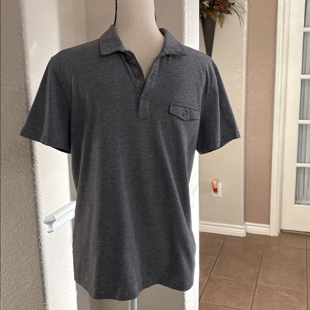 Structure gray short sleeve cotton polo shirt Size M